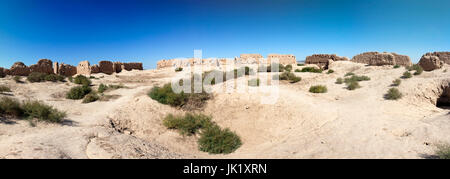 Ruine der Festung Ayaz Kala ("Ice-Festung")-alte Khorezm in der Kysylkum Wüste in Usbekistan Stockfoto