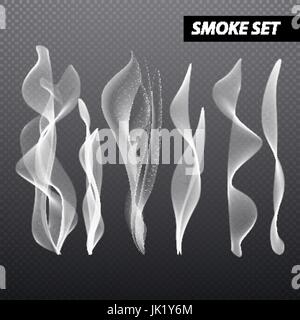 Realistische Rauch Design. Festlegen des Vektors auf schwarzem Hintergrund Kunst Rauch Stock Vektor