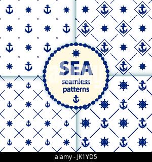 10 Welle verschiedene Musterdesigns Vektor-Illustration für abstrakte Aqua Design. Endlose Textur kann für Füllungen, Hintergrund Webseite, Oberfläche verwendet werden. Stock Vektor