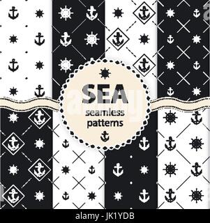 10 Welle verschiedene Musterdesigns Vektor-Illustration für abstrakte Aqua Design. Endlose Textur kann für Füllungen, Hintergrund Webseite, Oberfläche verwendet werden. Stock Vektor