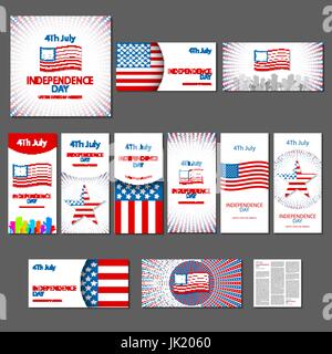 Satz von Banner Unabhängigkeit Tag Vereinigte Staaten von Amerika, 4. Juli Kunst Stock Vektor