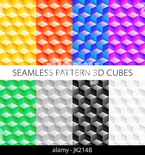 Isometrischen Spiel Brick Würfel gesetzt. Vektor Holz Würfel Designelemente für Spiele. Nahtlose Muster. Stock Vektor