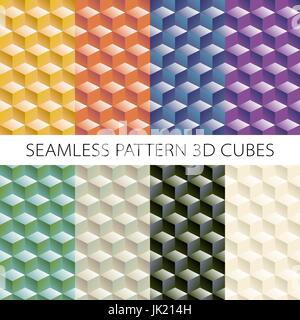 Isometrischen Spiel Brick Würfel gesetzt. Vektor Holz Würfel Designelemente für Spiele. Nahtlose Muster. Stock Vektor