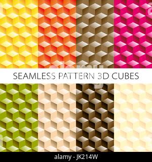 Isometrischen Spiel Brick Würfel gesetzt. Vektor Holz Würfel Designelemente für Spiele. Nahtlose Muster. Stock Vektor