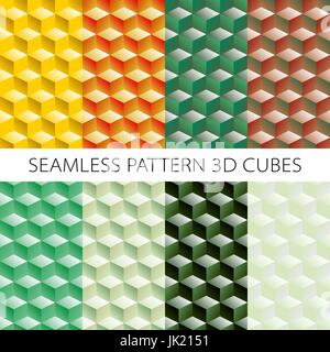 Isometrischen Spiel Brick Würfel gesetzt. Vektor Holz Würfel Designelemente für Spiele. Nahtlose Muster. Stock Vektor