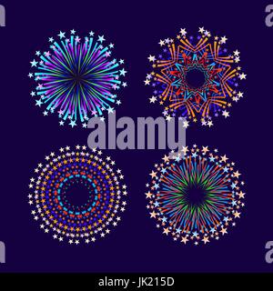 Party und Urlaub Veranstaltung Feuerwerk Symbol flach eingestellten isoliert Vektor-illustration Stock Vektor