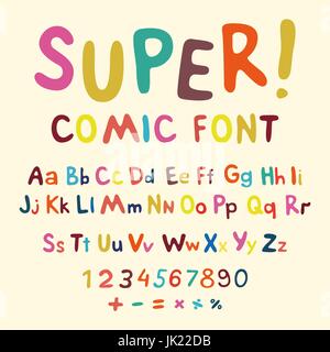 Wow. Kreativ mit hohem Detailgrad Schriftart für Ihr Design. Das Alphabet im Stil der Comics. Grafik-Pop - Kunst auf transparenten Hintergrund. Helle Cartoon comi Stock Vektor