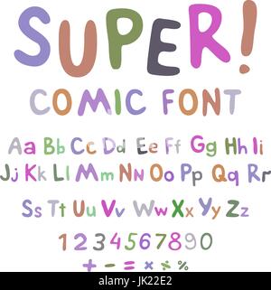 Wow. Kreativ mit hohem Detailgrad Schriftart für Ihr Design. Das Alphabet im Stil der Comics. Grafik-Pop - Kunst auf transparenten Hintergrund. Helle Cartoon comi Stock Vektor