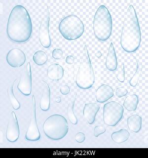 Reine Wassertropfen klare realistische Set isoliert Vektor Illustrationskunst Stock Vektor