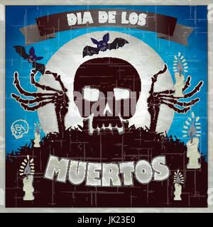 Print - mexikanischen Sugar Skull, Tag der Toten Plakatkunst Stock Vektor