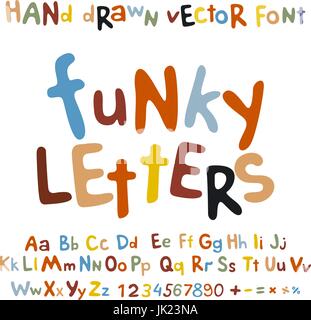 ABC Alphabet funky Briefe Kinder lustige bunte Set Cartoon Kunst Stock Vektor