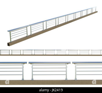 3D Rendering Metallzaun isoliert auf weiss Stockfoto