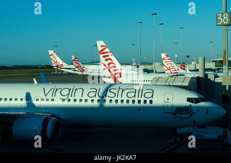 Virgin Australia Flugzeuge am Flughafen Brisbane, Queensland, Australien Stockfoto