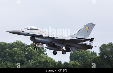 F-16 werde von der belgischen Air-Komponente auf 2017 Royal International Air Tattoo am Royal Air Force Fairford in Gloucestershire - die größte Mil gesehen. Stockfoto