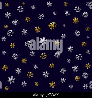 Weihnachten-Muster für Geschenkpapier mit Weihnachts-Icons. Die dünne Linie in gold und Silber Farbe. Verwenden Sie Papier, Stoffe, Drucke, Einladungen. Kunst Stock Vektor