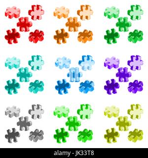 Vektor-SWOT-Illustration aus vier bunten Puzzleteilen hergestellt Stock Vektor