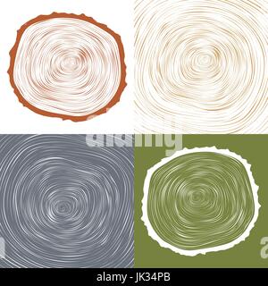Vektor-Baum Ringe Hintergrund und Sägeschnitt Baumstamm konzeptionelle Grafik Stock Vektor