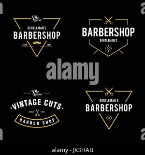 Satz von Vintage Friseur Abzeichen und Etiketten Design-Elemente Stock Vektor