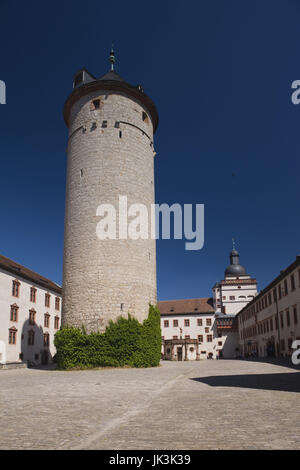 Deutschland, Bayern, Würzburg, Festung Marienberg Festungsturm, Stockfoto