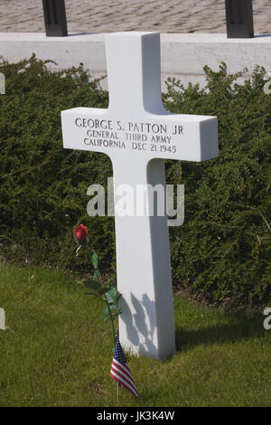 Luxemburg, Hamm, US-Soldatenfriedhof, enthält die Gräber von mehr als 5000 US-Krieg tot aus dem 2. Weltkrieg, Grabstätte von General George S Patton Jr, Stockfoto