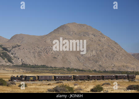 Argentinien, Patagonien, Chubut Provinz, Esquel, La Trochita schmal Guage Dampfzug, alte Patagonien-Express Stockfoto