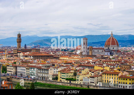 Panoramablick auf Florenz vom Piazzale Michelangelo Stockfoto