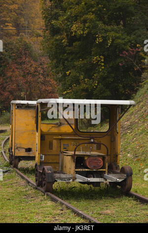 USA, West Virginia, Bramwell, National Coal Heritage Area, ehemaliger Kohle-Boom-Town, einst bekannt als die Stadt der Millionäre, Bramwell Zugdepot, alten Waggons Inspektion Stockfoto