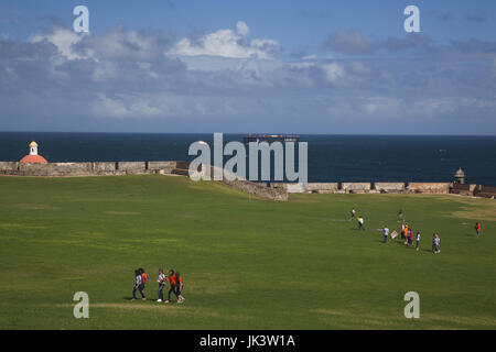 Puerto Rico, San Juan, Old San Juan, El Morro Festung Campo del Morro Feld Stockfoto