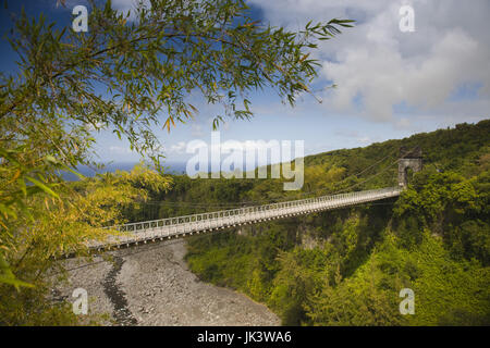 Frankreich, La Réunion, Osten Reunion, Ste-Anne, Pont des Anglais, Ende des 19. Jahrhunderts Hängebrücke Stockfoto