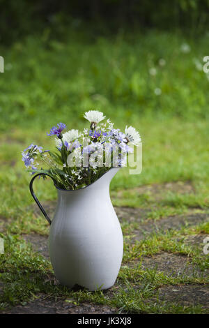 Estland, westlichen Estland Inseln, Insel Muhu, Koguva, Muhu Open Air Museum, Krug mit Blumen Stockfoto