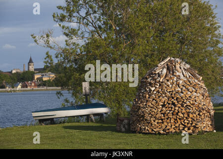 Estland, westlichen Estland, Haapsalu, Holzstapel Vaikeviik See Stockfoto