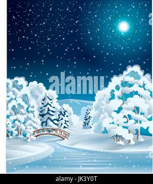 Nacht im Winterwald Stock Vektor