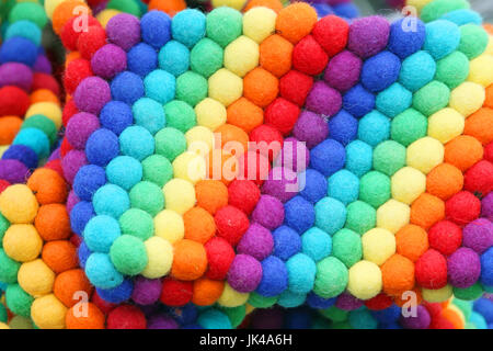 Textile colorful balls background in rainbow colors Stockfoto