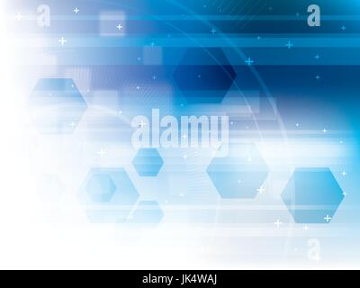 Blaue abstrakte Technik Hintergrund mit Sechsecken in Vektor Stock Vektor