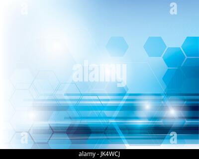 Abstrakte Technik Hintergrund blau mit Sechsecken in Vektor Stock Vektor