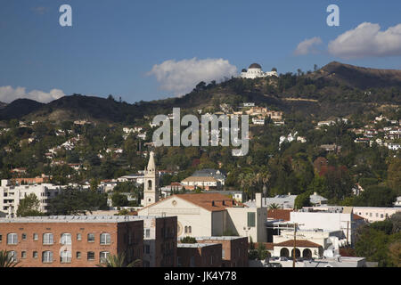 USA, California, Los Angeles, Loz Feliz Nachbarschaft und Griffith Park Observatory Stockfoto