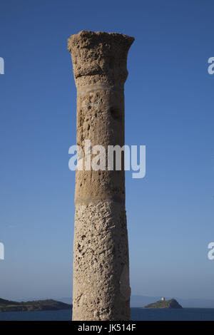 Italien, Sardinien, Südwesten Sardiniens, Nora, römische Ruinen, römische Säule Stockfoto