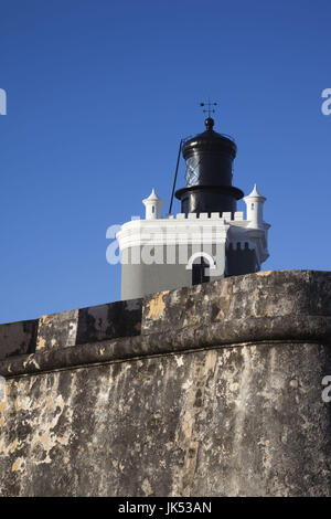 Puerto Rico, San Juan, Old San Juan, San Felipe del Morro Fort El Morro Leuchtturm Stockfoto