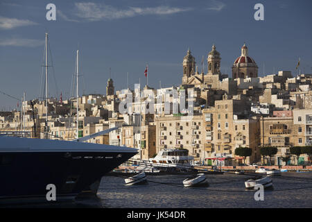 Malta, Valletta, Senglea, L-Isla, Stadt und Hafen von Vittoriosa, Birgu, morgens Stockfoto