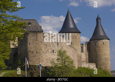 Luxemburg, Sure Flusstal, Bourscheid, Chateau de Bourscheid Schloss, erbaut 11. c, Stockfoto