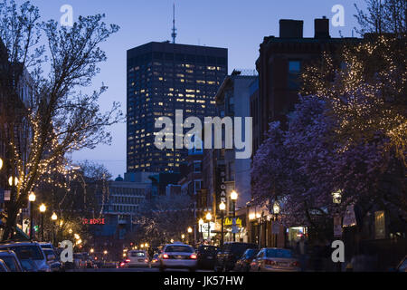 USA, Massachusetts, Boston, North End, Little Italy, Hanover Street, Abend, Stockfoto