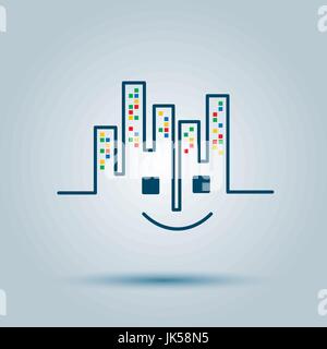 Schild von Immobilienmakler, nach Hause, lächelnde Gesicht Vektor Stock Vektor