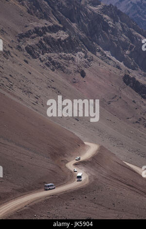 Argentinien, Provinz Mendoza, Las Cuevas, Weg zu Christo Redentor Statue von Cerro Aconcagua, 6962 m El Stockfoto