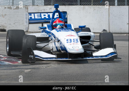 TORONTO, ON - 14 Juli: Colton Herta (USA) (#98) während das Licht IndyCar-Series-Rennen am Ausstellungsort, Toronto, Ontario, Kanada am 14. Juli 2017.  P Stockfoto