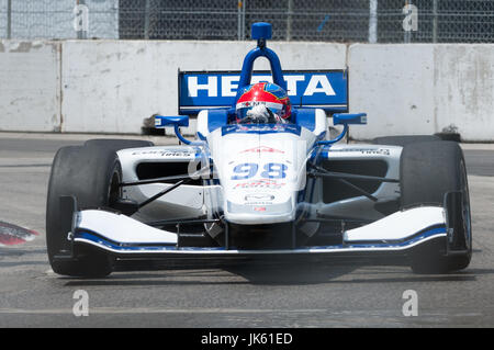 TORONTO, ON - 14 Juli: Colton Herta (USA) (#98) während das Licht IndyCar-Series-Rennen am Ausstellungsort, Toronto, Ontario, Kanada am 14. Juli 2017.  P Stockfoto