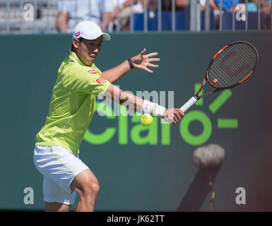 KEY BISCAYNE, FL - 30 März: Kei Nishikori (JPN) in Aktion hier Niederlagen Viktor Triocki (SRB) bei den 2015 Miami Open in Key Biscayne, Florida.  Fotograf Andreas Patron /MediaPunch Stockfoto