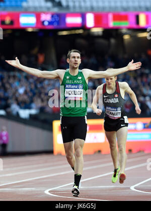 London, UK. 22. Juli 2017. Michael McKillop (IRL) Männer 1500M T37 Finale während Welt Para Leichtathletik Meisterschaften London 2017 London Stadium am Samstag. Foto: Taka G Wu/Alamy Live-Nachrichten Stockfoto