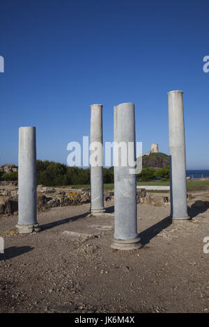 Italien, Sardinien, Südwesten Sardiniens, Nora, römische Ruinen, römische Säulen Stockfoto