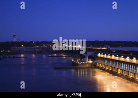 USA, Alabama, Muscle Shoals Gebiet, Florenz, Renaissance Tower, Wilson Lock und Dam, Lake Wilson und Tennessee River dawn Stockfoto