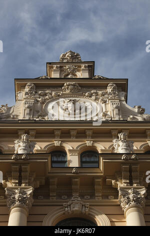 Lettland, Riga, Art Nouveau District, Gebäude eingehend 13 Alberta Iela Straße Stockfoto